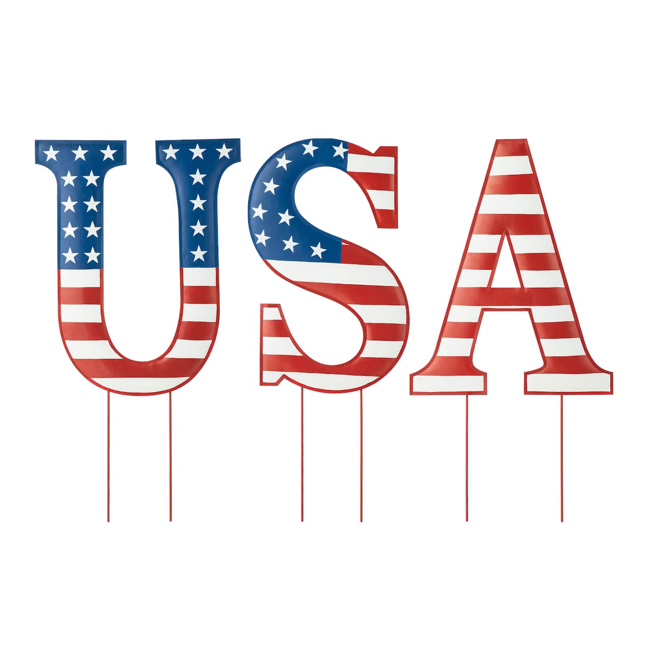 Glitzhome® 45" Patriotic America USA Yard Stake Set